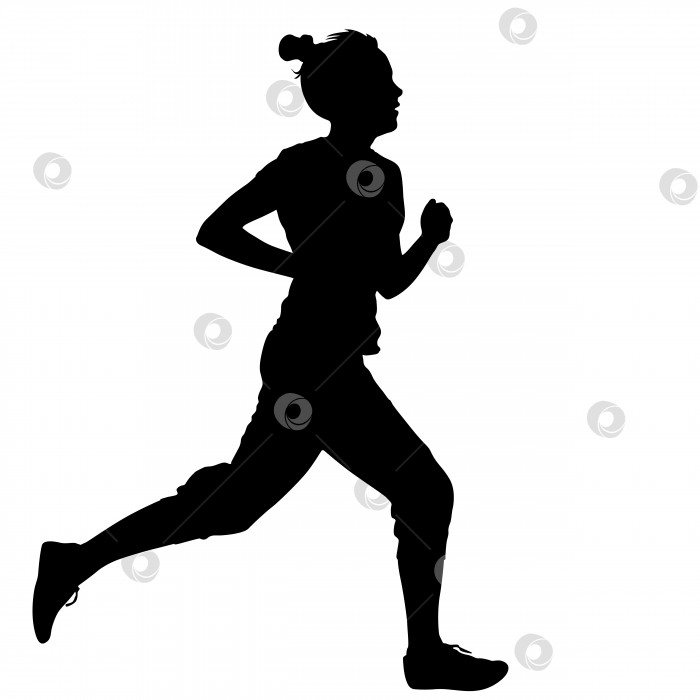 Скачать Силуэты бегунов на спринте, женщины. векторная иллюстрация. фотосток Ozero