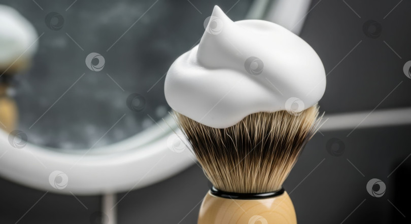 Скачать Кисточка для бритья с кремообразной пеной для мужчин. Мужской аксессуар для ухода и гигиены. Набор инструментов для парикмахерской на каждый день. фотосток Ozero