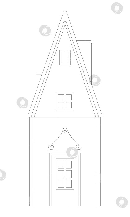 Скачать Векторная раскраска средневековый дом, изолированный на белом фоне, готовый к вырезанию фотосток Ozero
