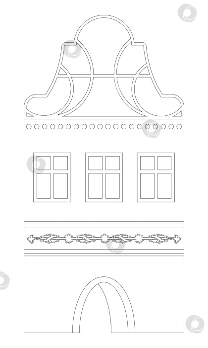 Скачать Векторная раскраска средневековый дом, изолированный на белом фоне, готовый к вырезанию фотосток Ozero