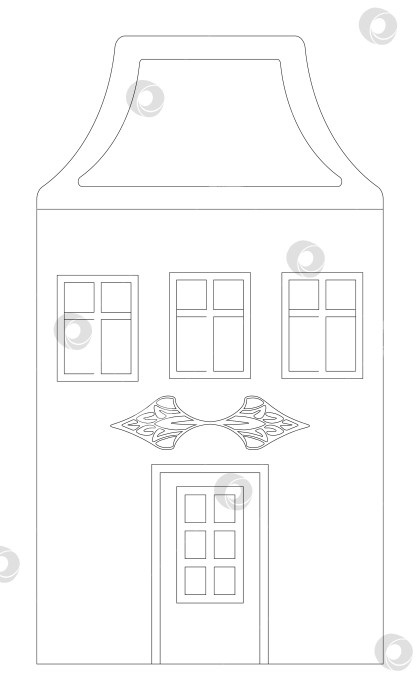 Скачать Векторная раскраска средневековый дом, изолированный на белом фоне, готовый к вырезанию фотосток Ozero