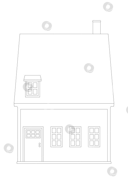 Скачать Векторная раскраска средневековый дом, изолированный на белом фоне, готовый к вырезанию фотосток Ozero