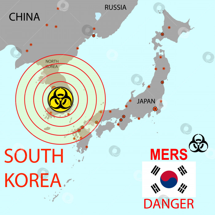 Скачать Нанесите на карту распространение коронавируса Mers.  векторная иллюстрация. фотосток Ozero