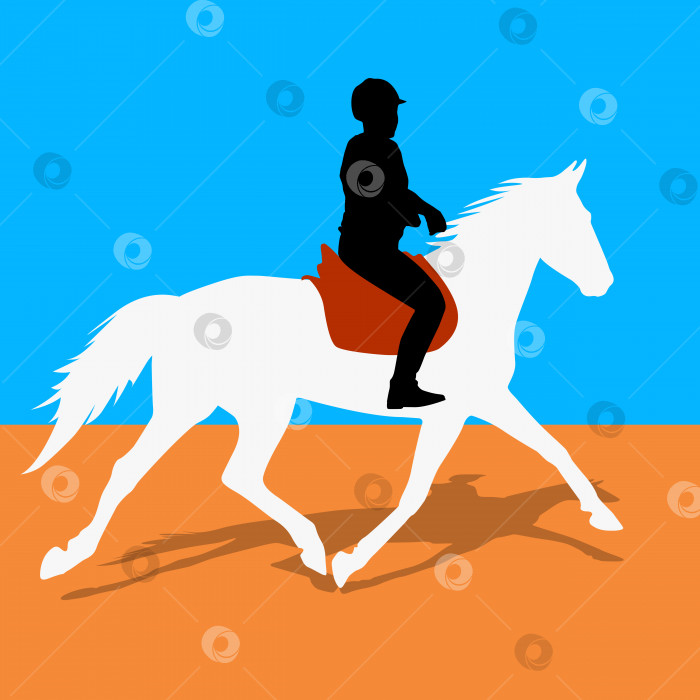 Скачать векторный силуэт лошади и жокея фотосток Ozero