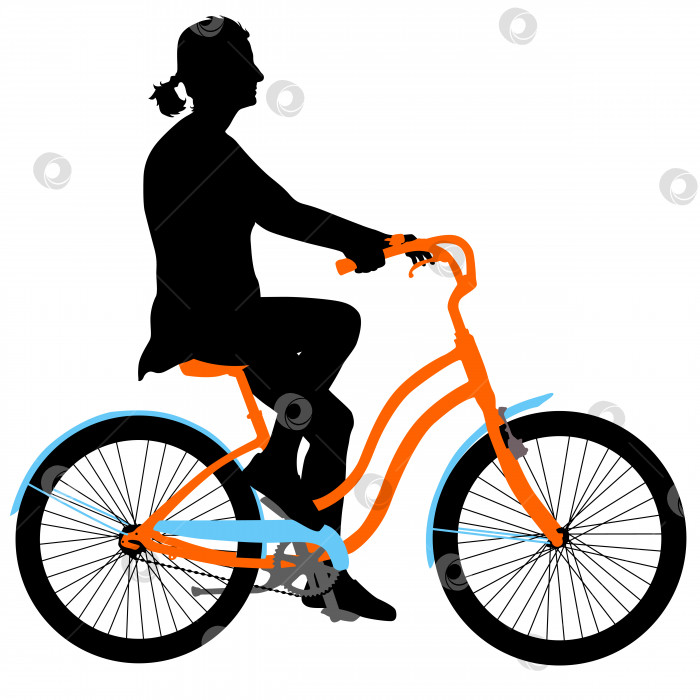 Скачать Силуэт девушки-велосипедистки. векторная иллюстрация фотосток Ozero