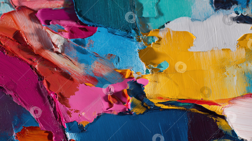 Скачать Абстрактное исследование цвета и текстуры, раскрываемое с помощью густых мазков кисти и ярких пигментов в современной живописи. фотосток Ozero