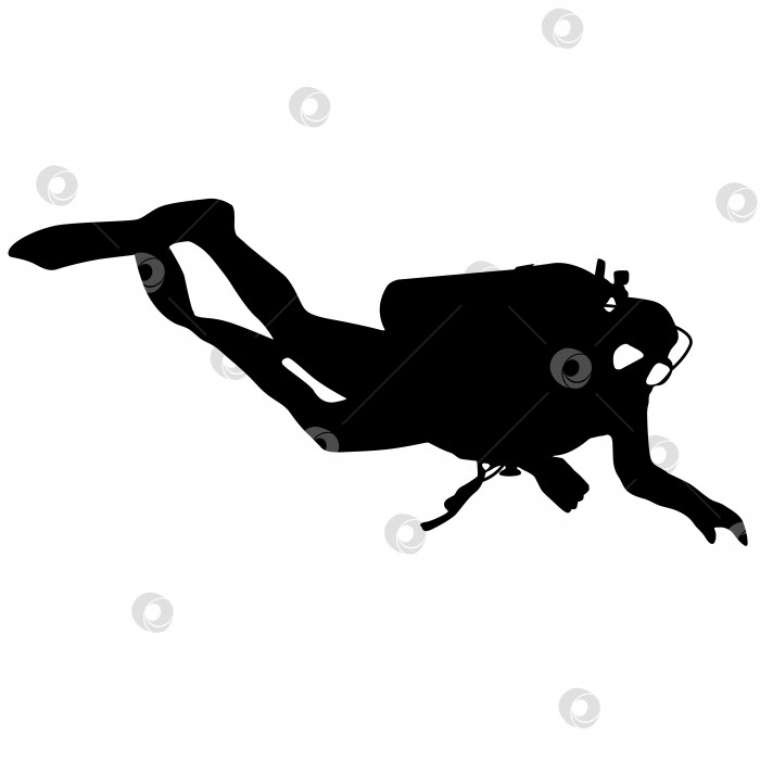 Скачать Черные силуэты аквалангистов. Векторная иллюстрация. фотосток Ozero