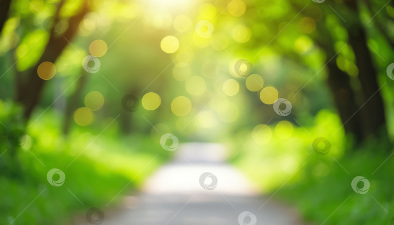 Скачать Размытый естественный зеленый фон - блики боке. фотосток Ozero