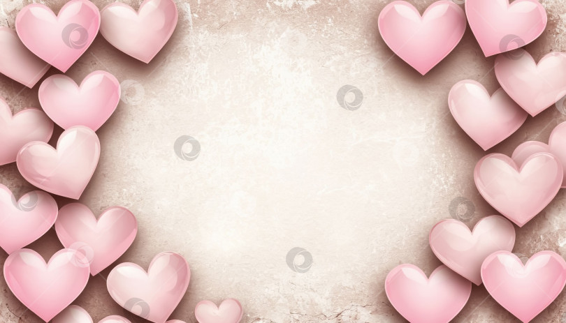Скачать Винтажный фон для открытки на день Святого Валентина с сердечками и витиеватой каймой фотосток Ozero