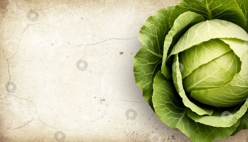 Скачать Вид сбоку на капусту на винтажном фоне - карта рождения/беременности. Сгенерировано с помощью искусственного интеллекта. фотосток Ozero