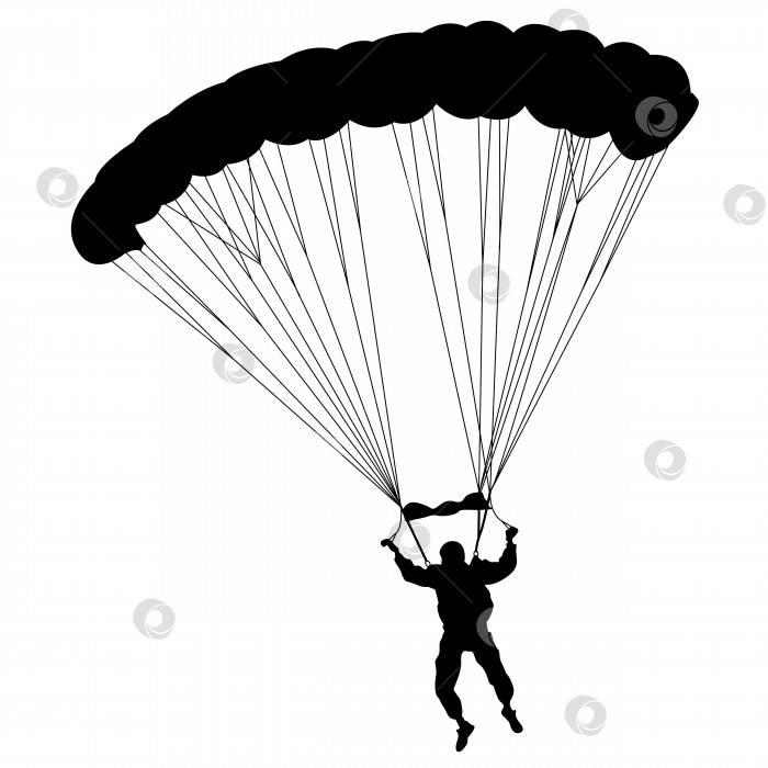 Скачать Парашютист, силуэты, прыгающие с парашютом, векторная иллюстрация. фотосток Ozero