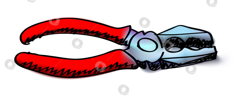 Скачать Плоскогубцы в стиле акварели и туши фотосток Ozero