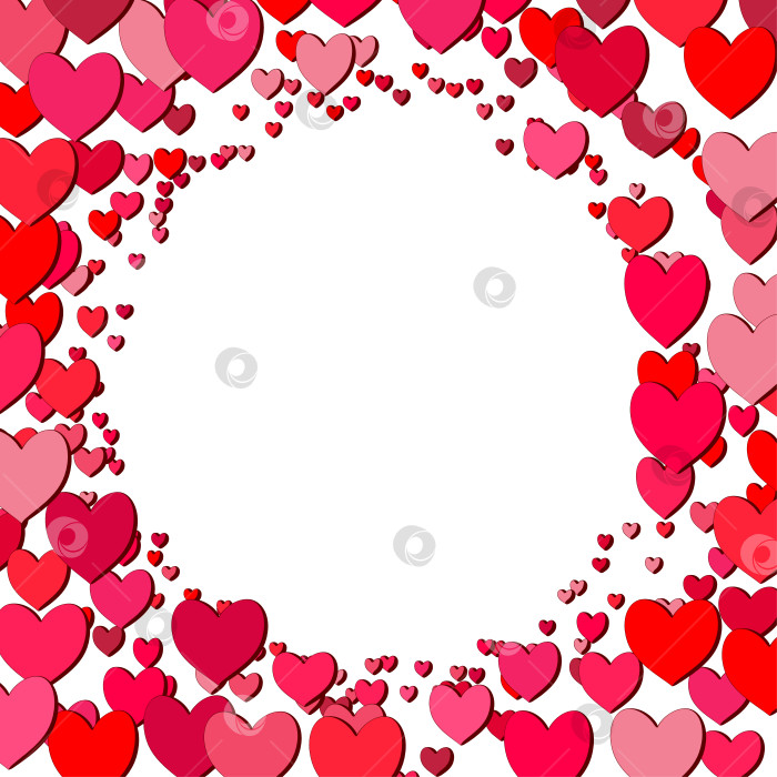 Скачать Квадратная рамка на День Святого Валентина с разбросанными сердечками фотосток Ozero