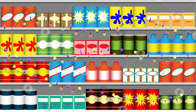 Скачать Полки супермаркетов с гирляндами фотосток Ozero