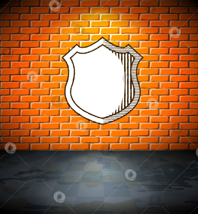 Скачать Щит на кирпичной стене фотосток Ozero