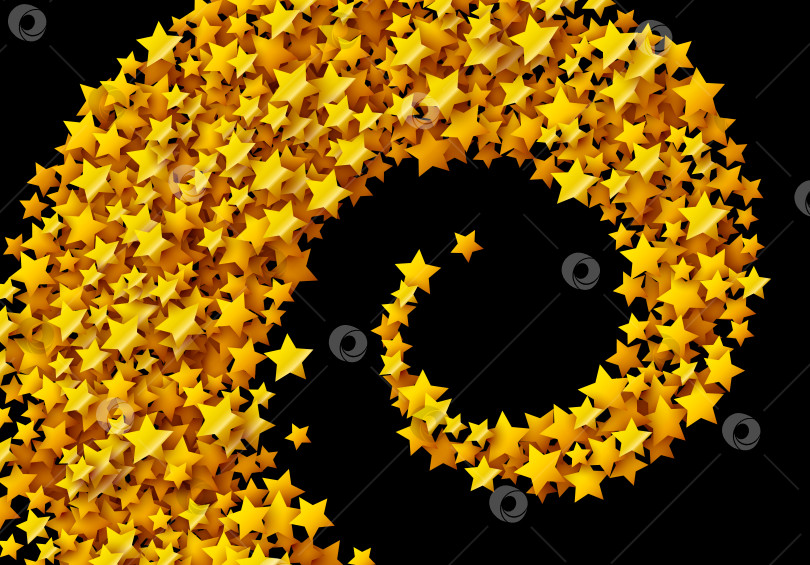 Скачать Золотые звезды блестят, рассыпанные по черному цвету праздничной открытки фотосток Ozero