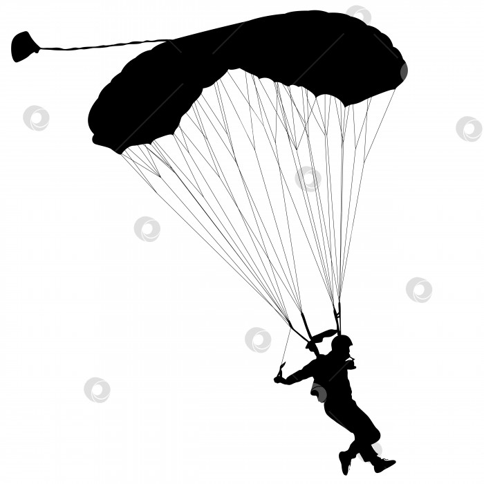 Скачать Парашютист, силуэты, прыгающие с парашютом векторная иллюстрация фотосток Ozero