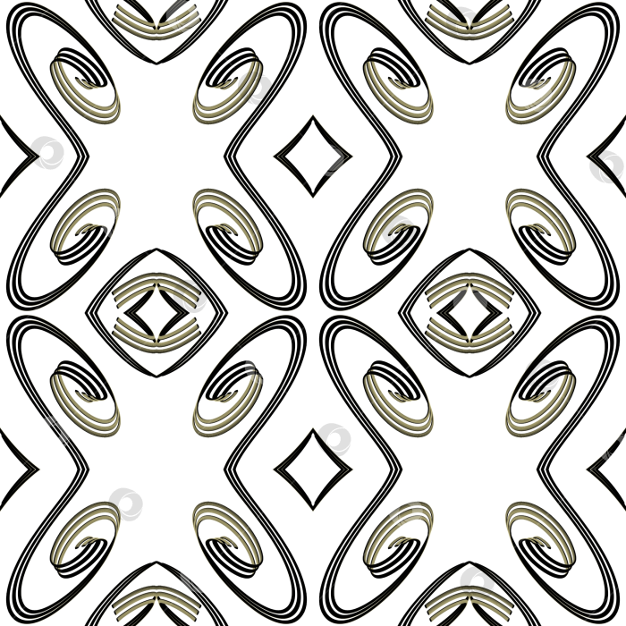 Скачать Абстрактный геометрический орнамент в чёрно-белой гамме. Линейный бесшовный орнамент. Паттерн. фотосток Ozero