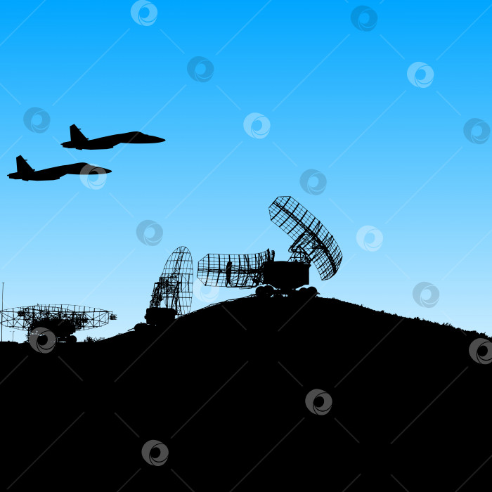 Скачать Силуэтная антенна военного радара. Векторная иллюстрация. фотосток Ozero