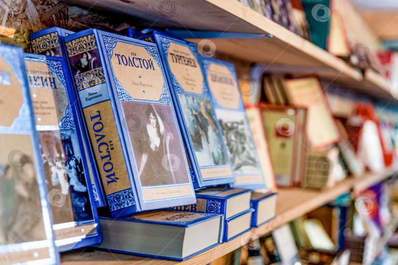 Скачать Санкт-Петербург, Россия, 1 августа 2017 года, Книги выставлены на полки книжного магазина фотосток Ozero