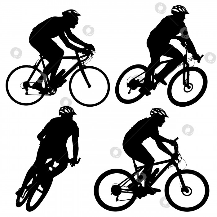 Скачать Заданный силуэт велосипедиста мужского и женского пола.  векторная иллюстрация. фотосток Ozero