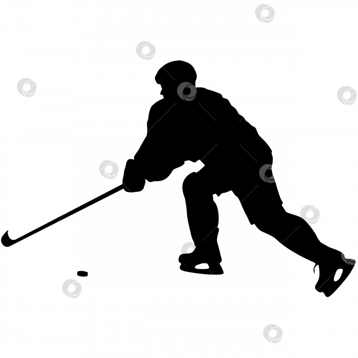 Скачать силуэт хоккеиста. Выделено на белом фоне. Векторные иллюстрации. фотосток Ozero