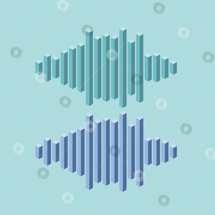 Скачать Плоский изометрический значок музыкальной волны, состоящий из пиковых линий фотосток Ozero