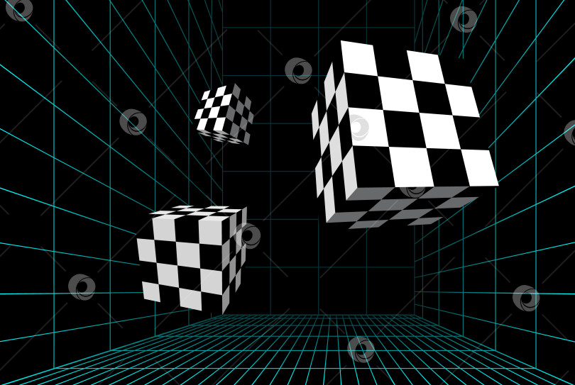 Скачать Огороженная комната с клетчатыми кубиками фотосток Ozero