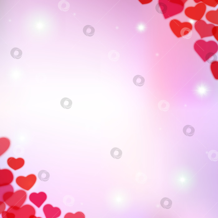 Скачать Фон на День Святого Валентина с разбросанными размытыми нежными сердечками фотосток Ozero