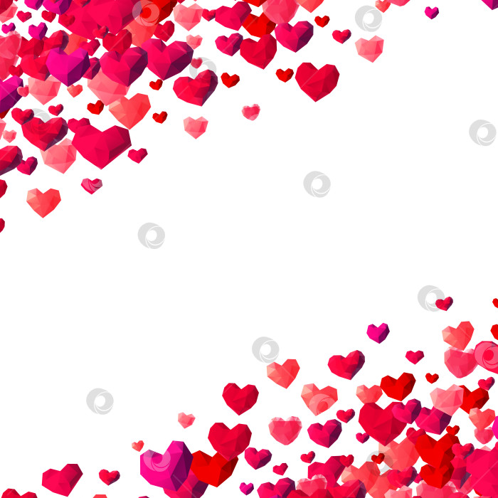 Скачать Фон на День Святого Валентина с разбросанными треугольными сердечками фотосток Ozero