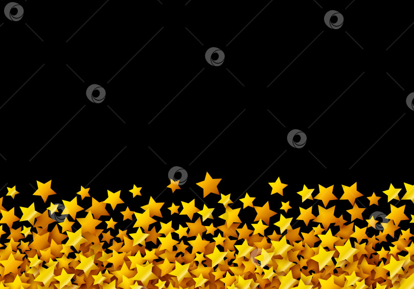 Скачать Золотые звезды блестят, рассыпанные по черному цвету праздничной открытки фотосток Ozero