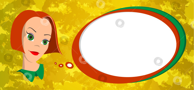 Скачать Мультяшная девочка с речевым пузырем фотосток Ozero