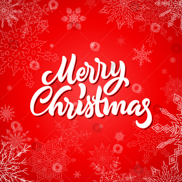 Скачать Счастливого Рождества, каллиграфическая надпись от руки со снежинками фотосток Ozero