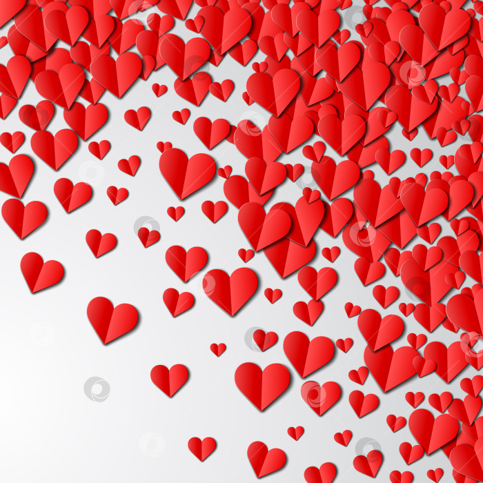 Скачать Открытка на День Святого Валентина с вырезанными из бумаги сердечками фотосток Ozero