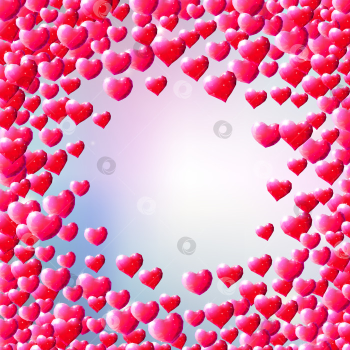 Скачать Фон на День Святого Валентина с разбросанными сердечками из драгоценных камней фотосток Ozero