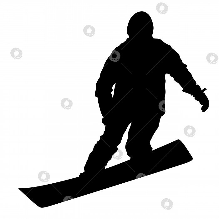 Скачать Черные силуэты сноубордистов на белом фоне. Векторная иллюстрация. фотосток Ozero