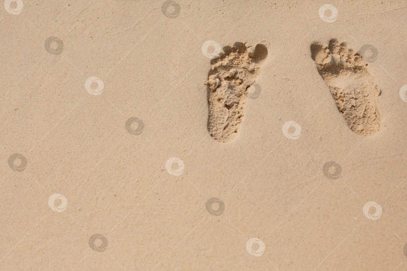 Скачать Естественная текстура и фон. Отпечатки ног на желтом песке на пляже фотосток Ozero