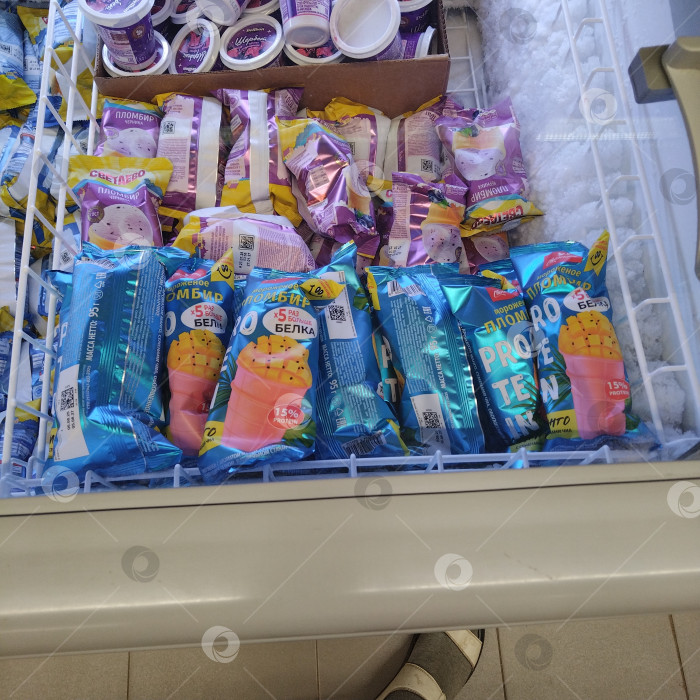 Скачать Отдел мороженого в магазине "Чижик". фотосток Ozero