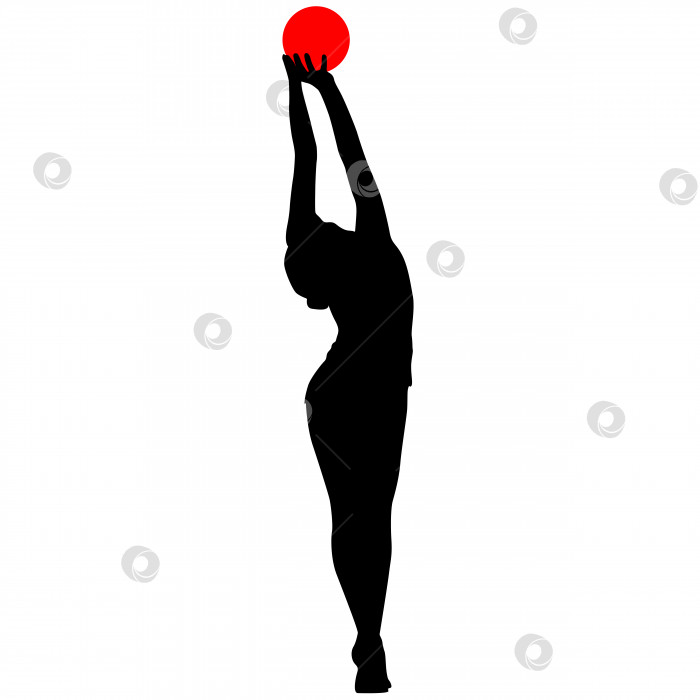 Скачать Силуэт девушки-гимнастки с мячом. Векторная иллюстрация фотосток Ozero