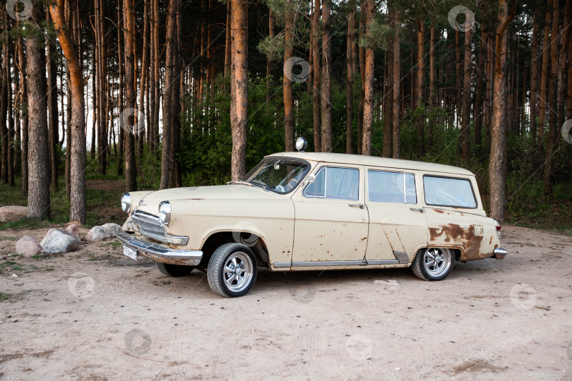 Скачать Классический бежевый универсал в лесной обстановке с элементами ржавчины и винтажности фотосток Ozero