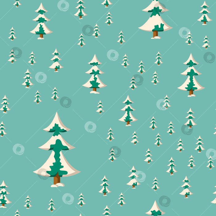 Скачать Бесшовный рождественский узор с плоскими разноцветными снежными елками фотосток Ozero