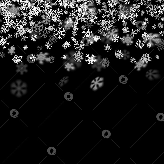 Скачать Фон снегопада со снежинками, размытыми в темноте фотосток Ozero