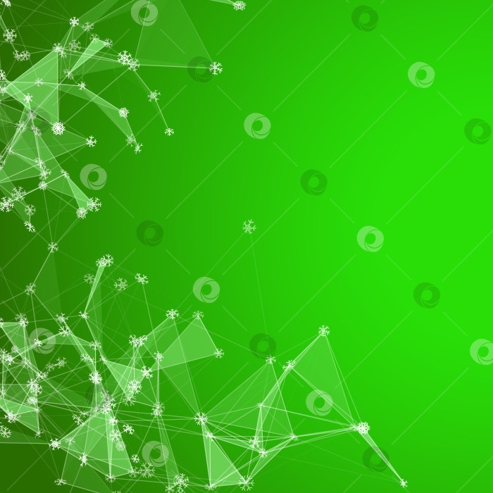 Скачать Рождественский технологический фон со снежинками на треугольной ледяной сетке фотосток Ozero