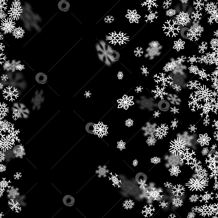 Скачать Фон снегопада со снежинками, размытыми в темноте фотосток Ozero