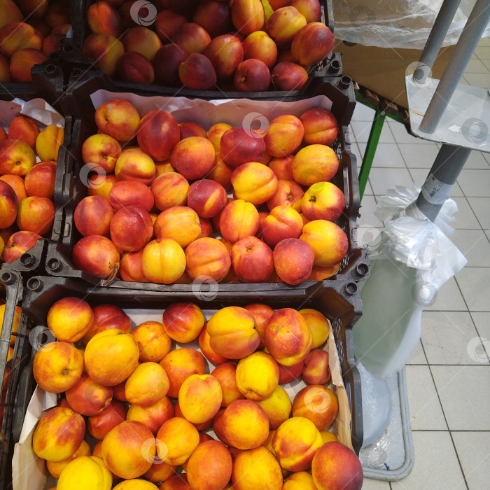 Скачать Отдел нектаринов в магазине "Магнит". фотосток Ozero