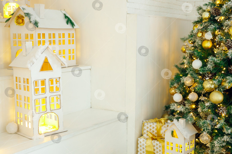 Скачать модели деревянных домов с освещенными окнами на лестницах фотосток Ozero