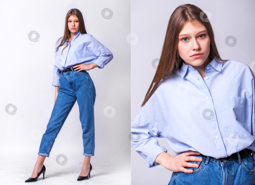 Скачать Портрет молодой красивой брюнетки-модели крупным планом фотосток Ozero