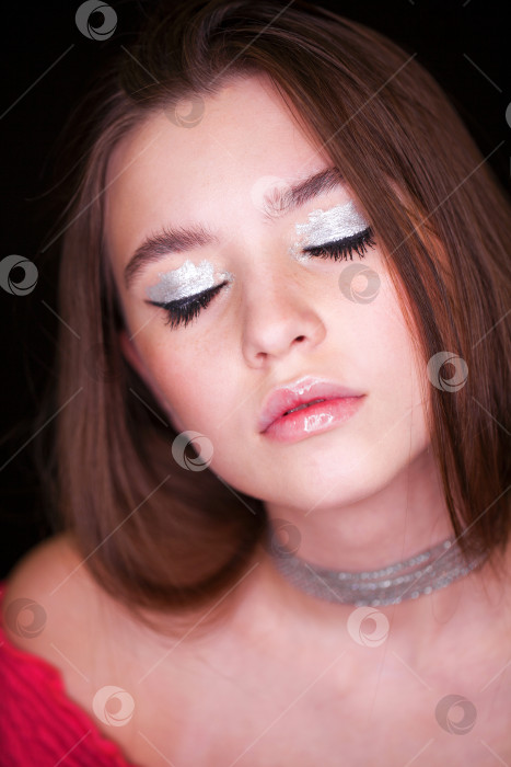 Скачать Крупным планом макияж фотомодели фотосток Ozero