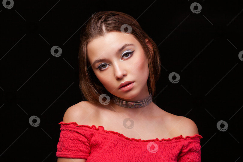 Скачать Крупным планом макияж фотомодели фотосток Ozero
