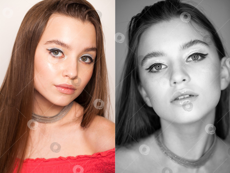 Скачать Крупным планом макияж фотомодели фотосток Ozero